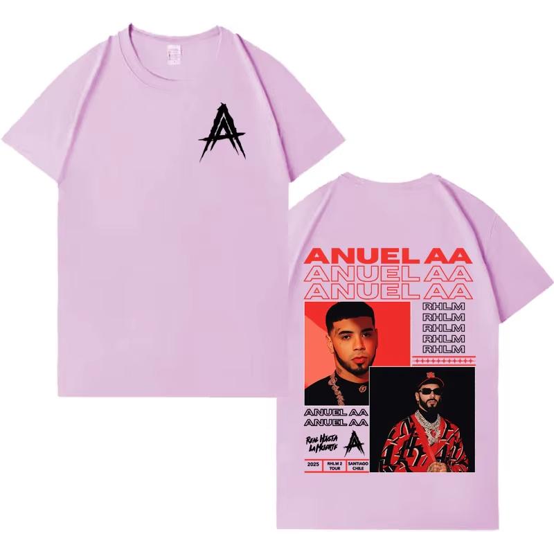 Rapper Anuel AA Album Tour T Shirts 2026 Spring Summer New Mens Fashion Tide Harajuku Casual Y2K Short Sleeve Top
