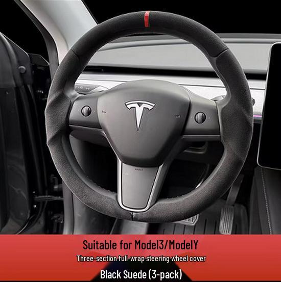 Three-Section All-Season Steering Wheel Cover for Tesla Model Y/3