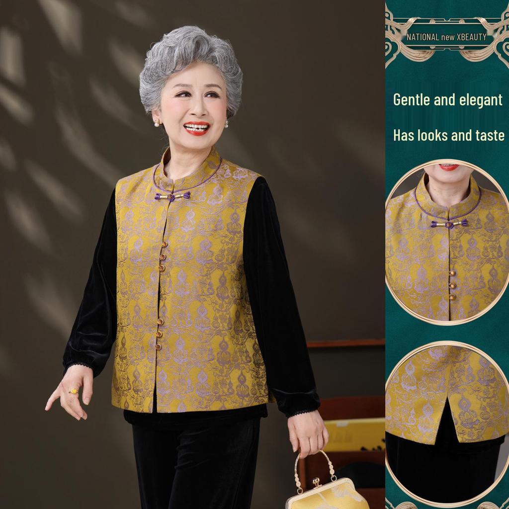 Omas neuer Tang-Stil-Weste: Frühlings-/Herbstjacke für ältere Frauen