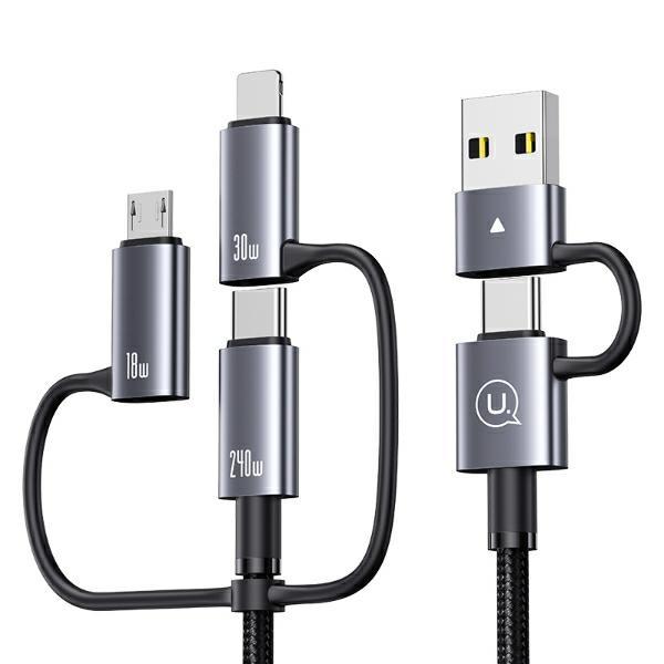 Kabel 6w1 USB USAMS 240W 2m Szybkie ładowanie Aluminiowy Szary