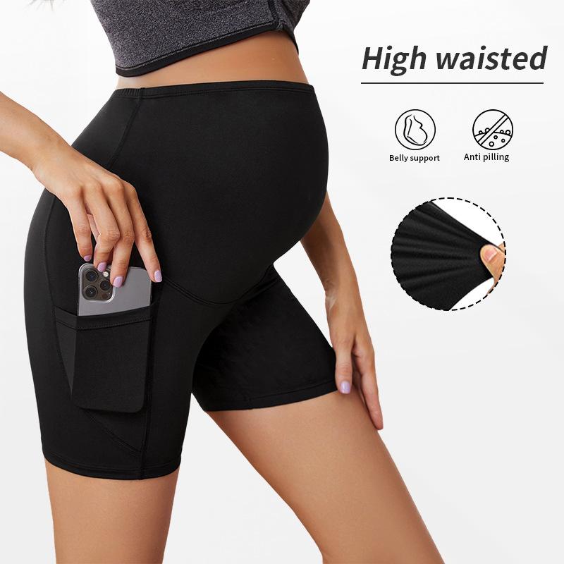 Women s maternity yoga pants, side pockets, high-waisted and hip-lifting-L