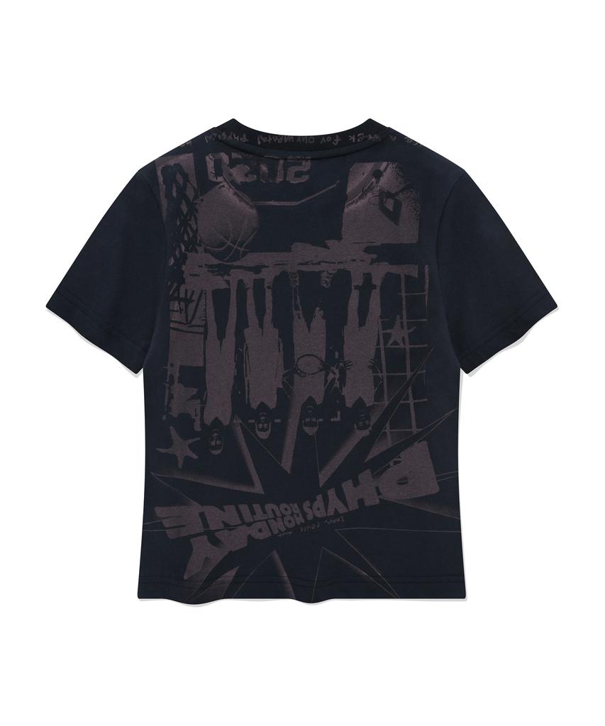 PHYSICAL DEPARTMENT Women'S Cartoon Basketball Short Sleeve T-Shirt Navy