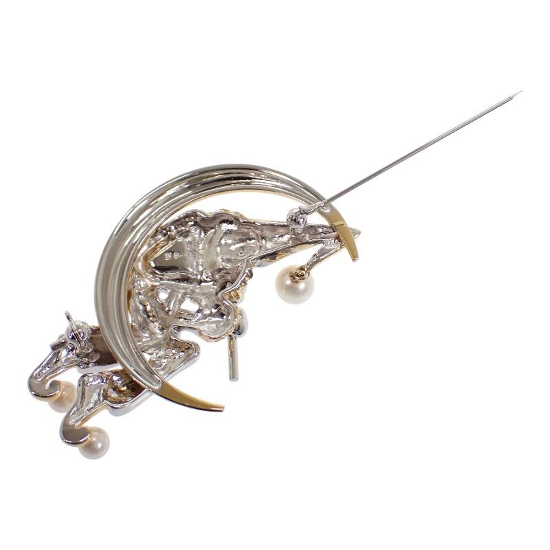 MIKIMOTO  Brooch Silver/gold Silver925/Akoya Pearl Women