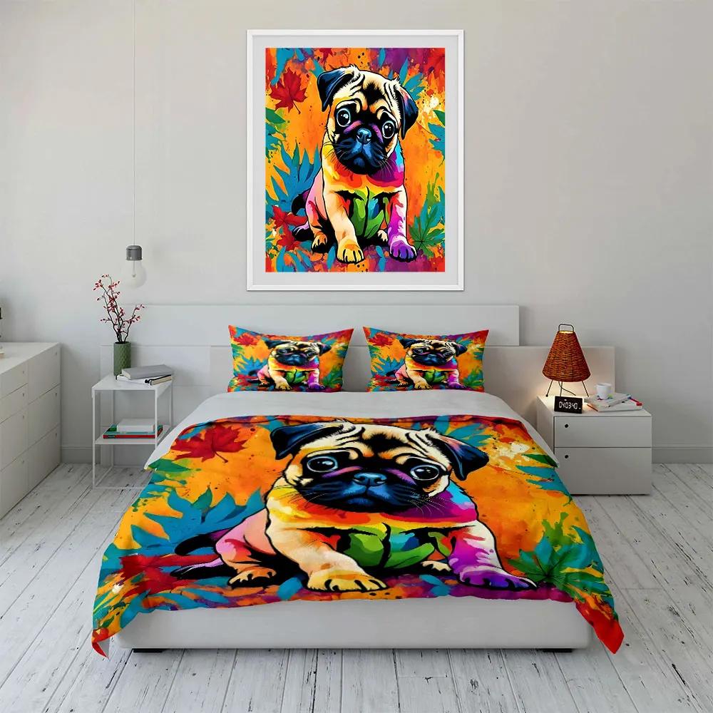 Colorful Dog Art Set - Home Decor Soft Comfortable Duvet Cover Bedding Set Included 1*Duvet Cover & 2*Pillowcases Gift