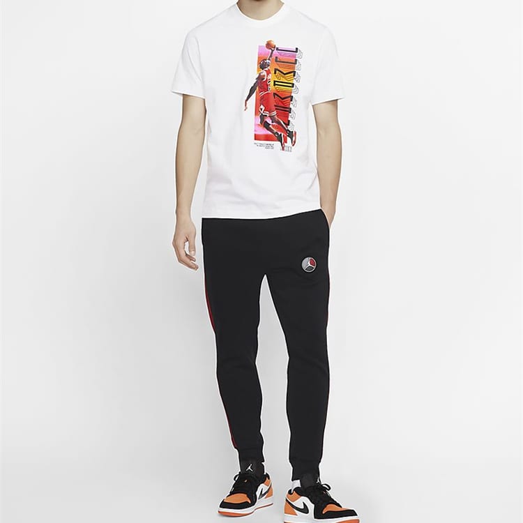 Jordan T Shirts Men's White Crew Neck Moderate Straight Fit CW0860-100