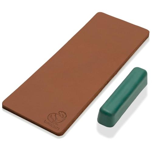 BeaverCraft Knife Sharpening Strop LS2P1 Leather Strop - Knife Sharpening Kit 3 X 8 Inches - Sharpening Strop Polishing Compound Set - Double-Sided Kn