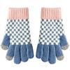 New Winter Warm Knitted Gloves Women's Checkerboard Plaid Plaid Color Matching Wool Gloves