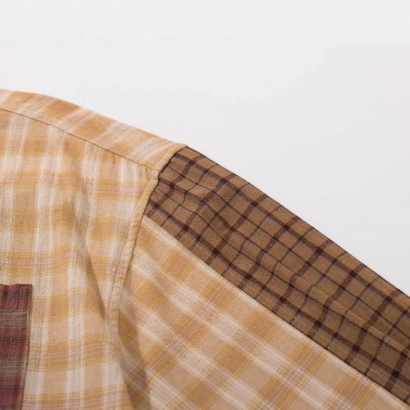 Unisex Übergroßes Langarmhemd Mit Color-Block Patchwork-Design Baumwollmischung 2026 Lässiges Oberteil