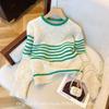 Women's High-Grade Mohair Striped Knit Sweater - Soft, Fluffy, Contrasting Colors, Long Sleeve, Lazy Autumn Style