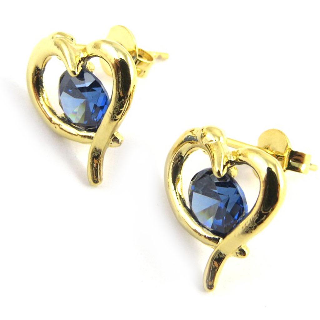 Les Trésors De Lily [M6458] - Golden Blue 'Love' Designer Earrings
