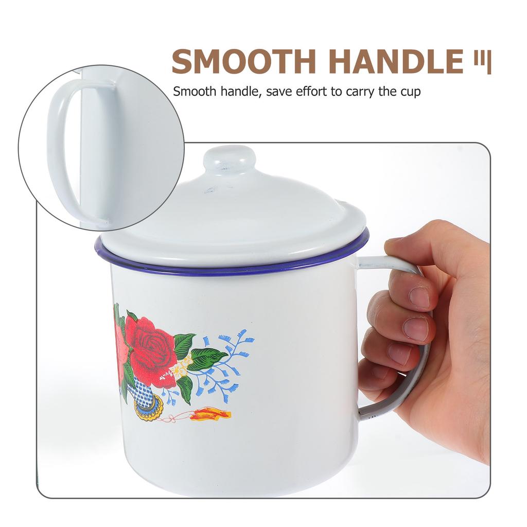 1Pcs Smooth Enamel Water Cup Vintage Chinese Retro Style Creative Iron Mug Easy Clean Heat Resistant for Coffee Tea Juice