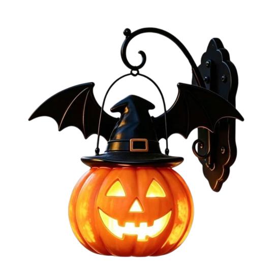 Dekorative LED-Lichter für Fensterbänke Halloween Kürbis Nachtlicht, Harz Drachen Tischlampe, Hexe Stimmungslicht Partyhut Schwarze Katze Krähe Lampe