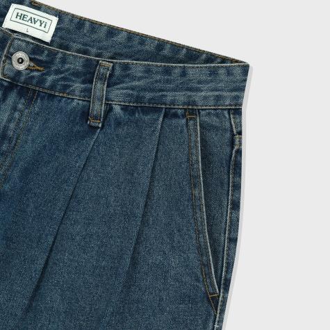 HEAVYI One-Pleat Denim Shorts Indigo