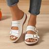 Damen Sommer Dicksohlige Atmungsaktive Keilabsatz Sandalen mit PU Schnallenriemen, Große Größe, Outdoor Römerschuhe