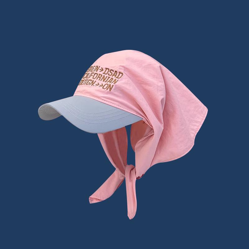 Korean Strap Headscarf Cap Pastoral Triangular Cap Women Summer Sun Protection Plaid Hip Hop Sun Visor