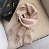 Womens White Wool Scarf Winter Warm Tassel Narrow Couple Style Student Fashion