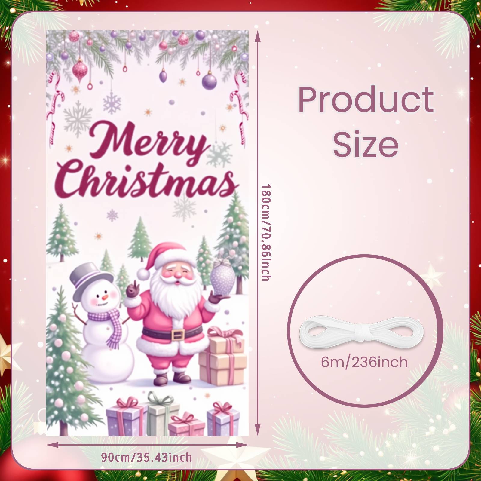 

Holiday Background Festive Ornaments Christmas Backdrop Winter Festival Display Santa Claus Design Xmas Party Backdrop