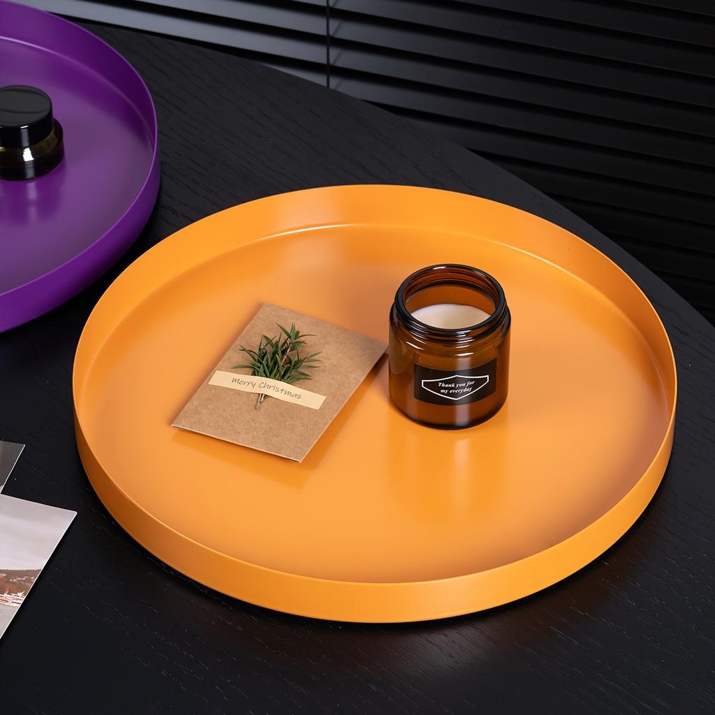 Mehrfarbige Metalltabletts Schmiedeeisen Rund Badezimmer Schlafzimmer Aufbewahrungsorganizer, Matt Glänzendes Finish Dekotablett für Kosmetika, Parfums