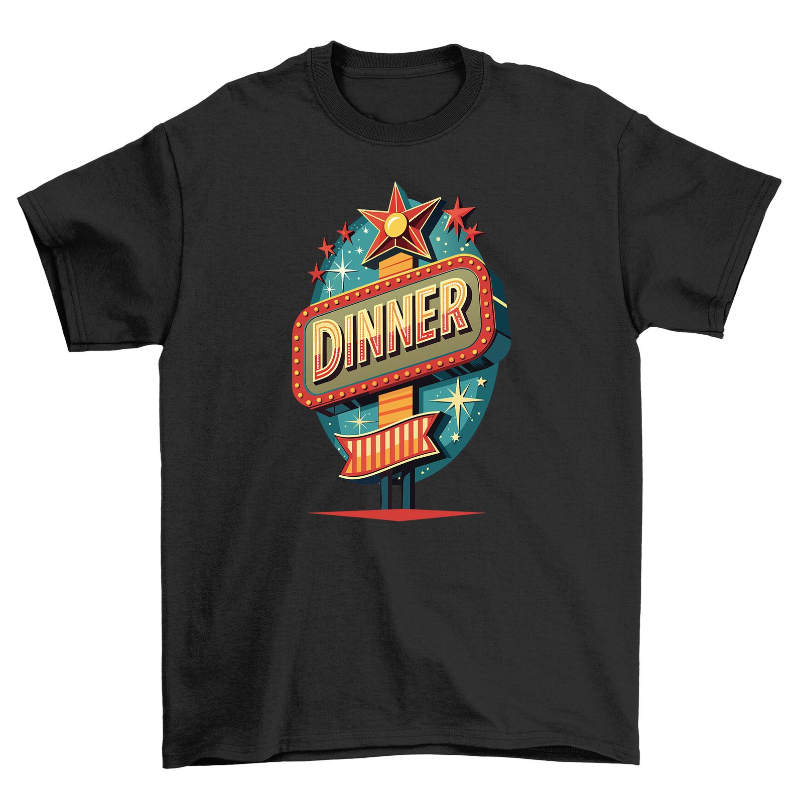 

Retro_43 Diner Sign T-Shirt Mens Womens Tees Top - Fuel Up with Nostalgia! Funny Retro Style, Unisex L