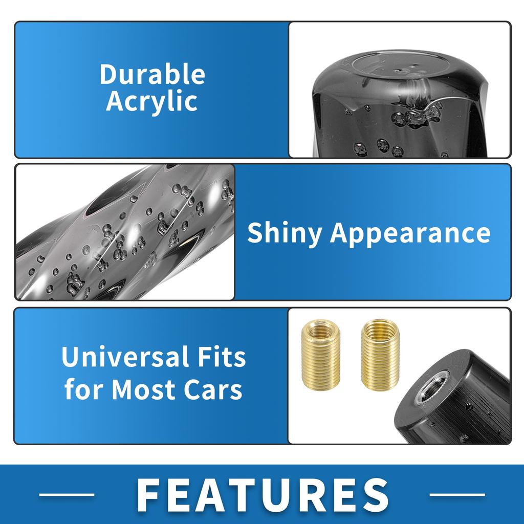 ABSOPRO Universal Shift 30cm Stick Shift Lever Knob with Two Adapters for Automatic and Manual Acrylic Black Knob, Vehicles,