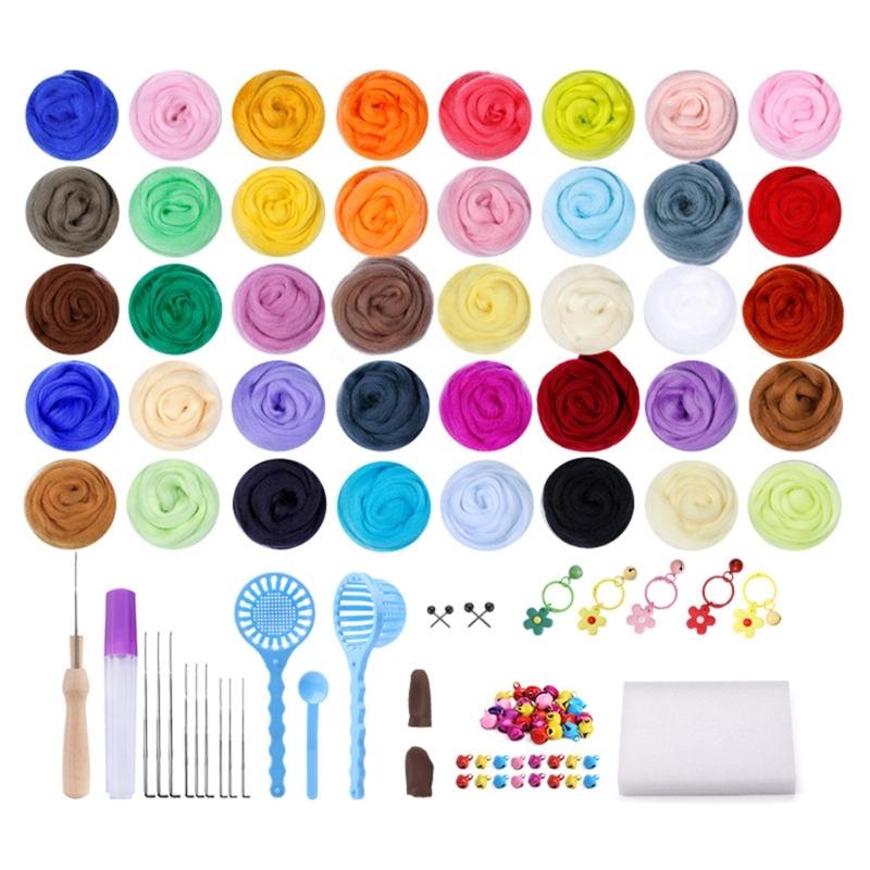 Needle Felting Kits 40 Colors Wool Roving Set Needle Felting Starter Kits with Felting Tool Needle Felting Supplies