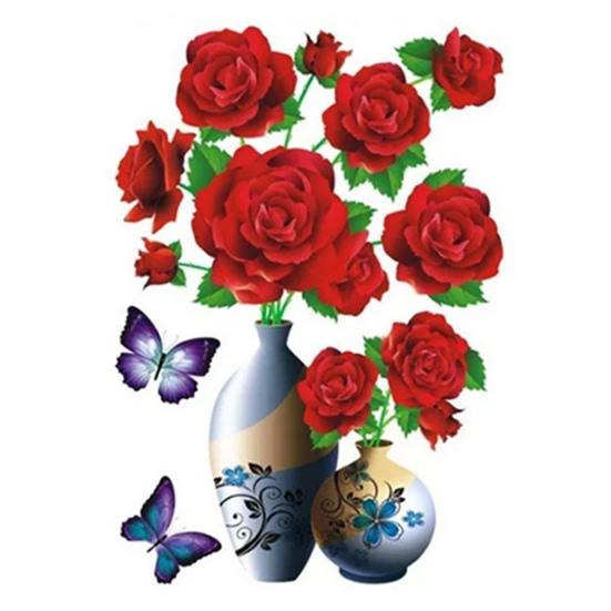 

Креативная реалистичная наклейка на стену из ПВХ, декоративная ваза для цветов 3D для спальни K