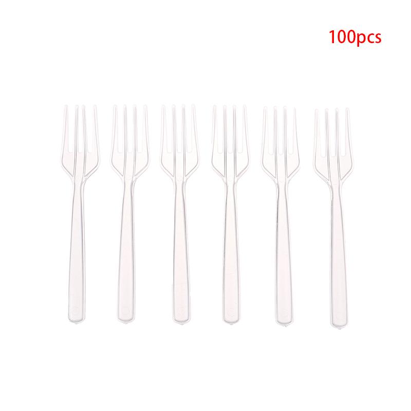 100 יחידות מזלגות שקופים שקופים למסיבה, מקלות, שיפודים, סט שיפודים, מזלגות פירות