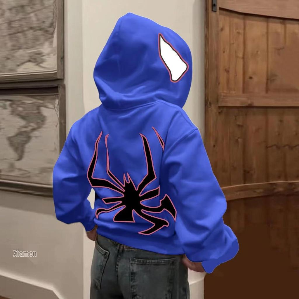 2023 Halloween Unisex Y2K Spider-Man Zip Hoodie - Loose Fit, Large Size for Couples