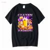 T-shirt Vintage Lavata Leggermente Streetwear Uomo Traspirante per Amanti della Birra Intolleranti al Glutine e Cibo