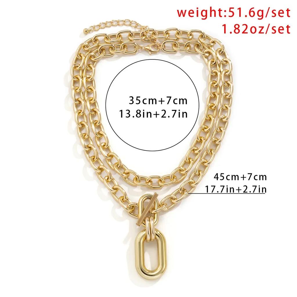 Exaggerate Big Double Layer Metal Chain Choker Necklace For Women Men Hip Hop Punk Anchor Chain Pendant Necklaces Jewelry