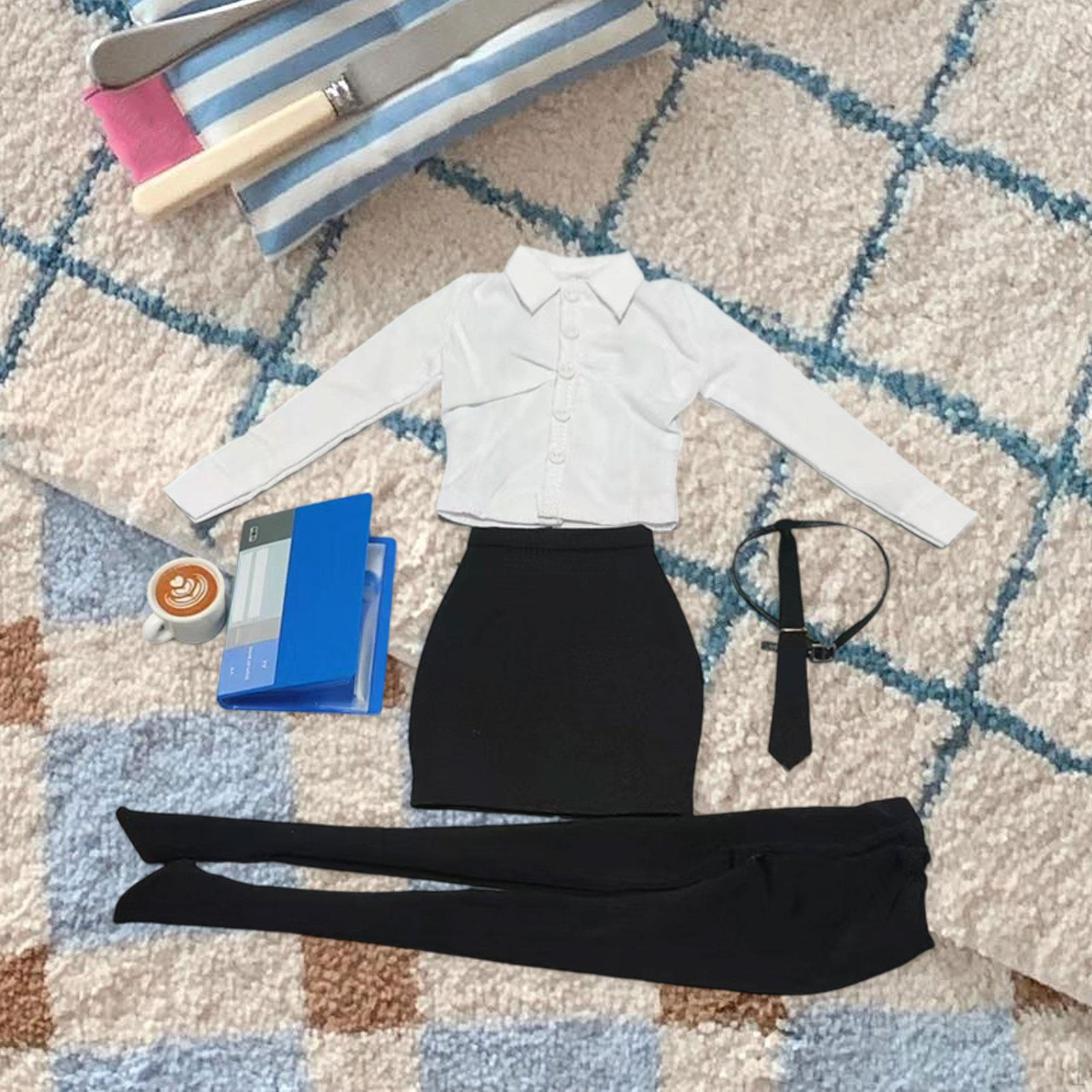 

1/6 Scale Female Clothes Collectible Fashion Wear Formal Professional Doll Clothing White Long Black white