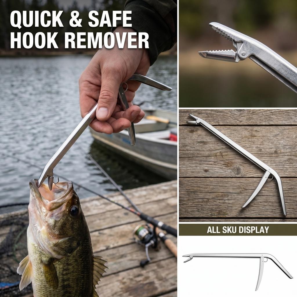Stainless Steel Fish Hook Remover Fishing Tool Ergonomic Handle Hook Extractor for Outdoor Angling and Tackle Management
