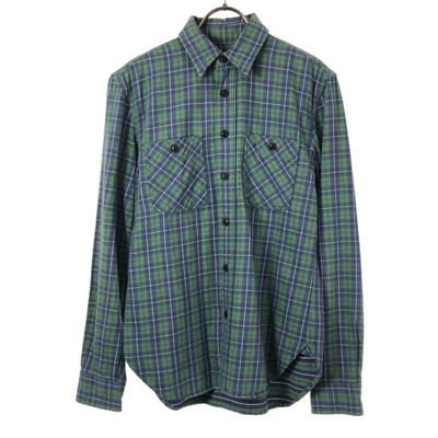 RRL One Star Karomuster Langarmhemd 2 Grün x Blau RALPH LAUREN Herren Gebraucht
