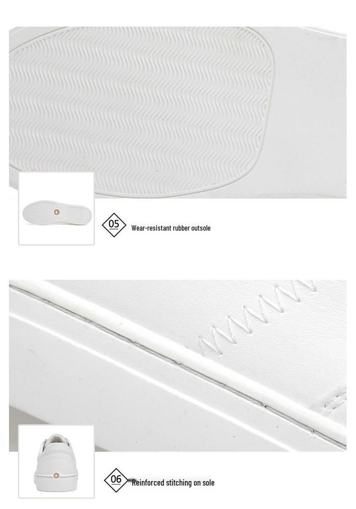 Men's White Leather Canvas Shoes - Plus Size, Breathable, Extra Wide & Trendy