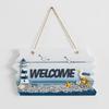 Coastal Welcome Sign Summer Ocean Beach Door Hanger with Hemp Rope Nautical Theme Wooden Hanging Plaque for Front Door Porch Home Wall Decor