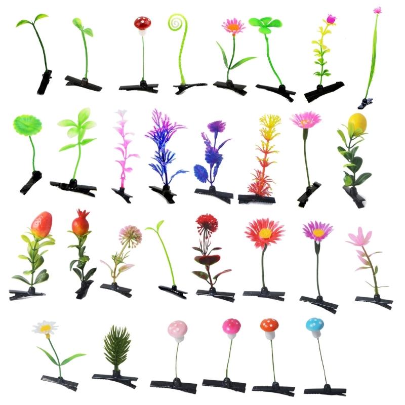Collezione di 10 Eleganti Fermagli per Capelli Simulazione Pianta Clip per Capelli Colorati Barrettine per Capelli Copricapo per Spettacoli