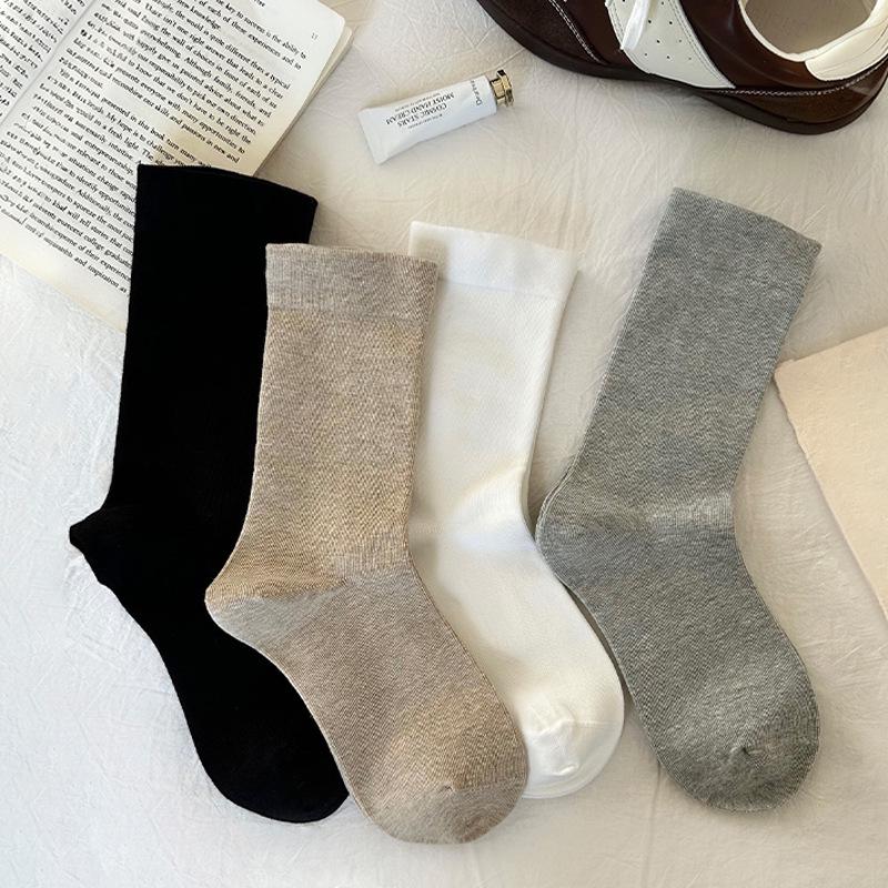 Meilade Women's Pure Cotton Mid-Calf Socks - Loose Cuff, Seamless, Soft & Cozy for Autumn/Winter