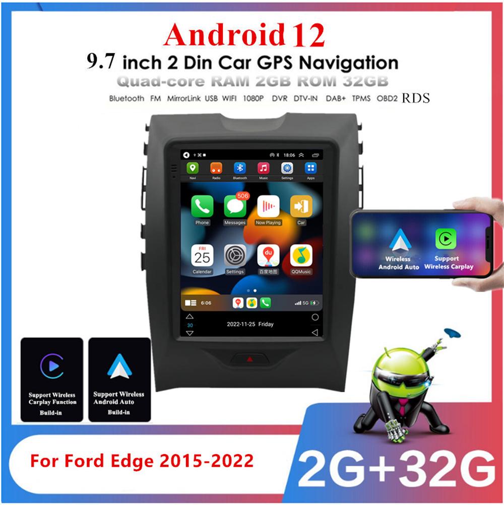 9.7'' Vertical Stereo Radio 2+32GB GPS Navigation For Ford Edge 2015-22 Carplay