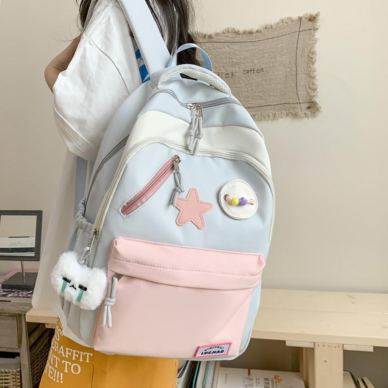 Schoolbag College Style Junior High School Students Elementary School Students Large Capacity Two-piece Set Class Backpack Cute Handheld Tuition Bag