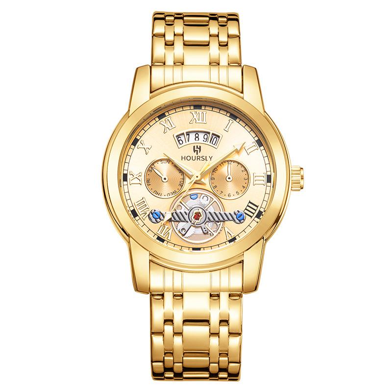 Fashion Men'S Watch, Simple Atmospheric Tourbillon Quartz Watch Fashion Business Steel Belt Watch