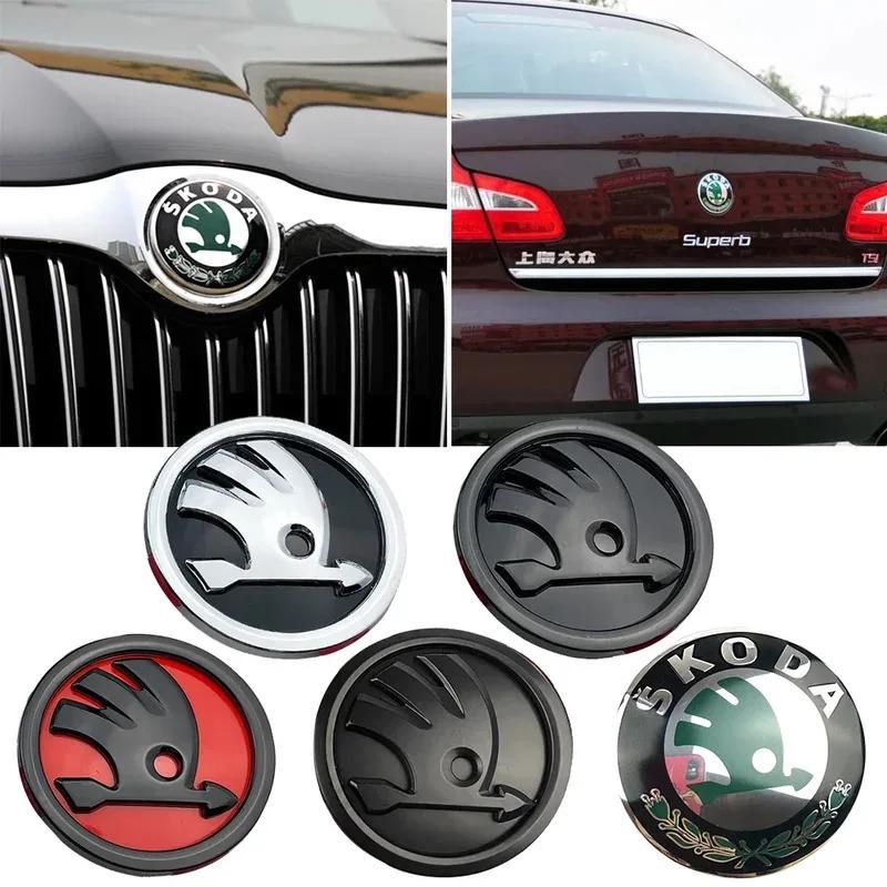 80/90mm 3D ABS Car Front Grille Trunk Logo Sticker For Skoda VRS Octavia 3 2 A5 A7 Kodiaq Superb Fabia Rapid 3 Karoq Accessories