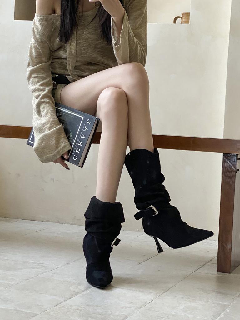 2025 Autumn and Winter New Pointed Thin Heel High Heel Temperament Thin French Fashion Sexy Beauty Female Internet Celebrity Boots
