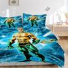 3 Stück Aquaman, Dreizack-Abdeckungsset, Bettwäscheset, Weiche bequeme Bettbezug, Für Schlafzimmer, Gästezimmer (1*Bettbezug + 2*Kissenbezüge, Ohne