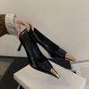 2025 New European and American Fashion Pointed High Heels Metal Toe Head 7 Cm Royal Sister Style Temperament Single Shoes