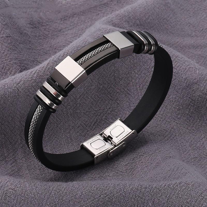 Men's Hip-Hop Titanium Steel & Silicone Bracelet