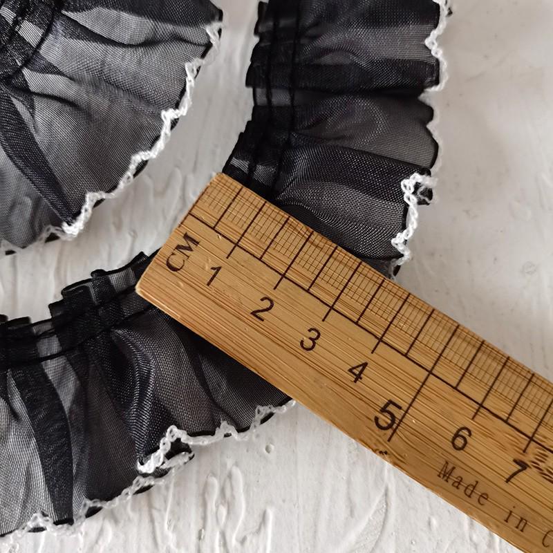 Material organza din dantelă neagră pentru îmbrăcăminte și accesorii DIY - Decorare decolteu și tiv fustă