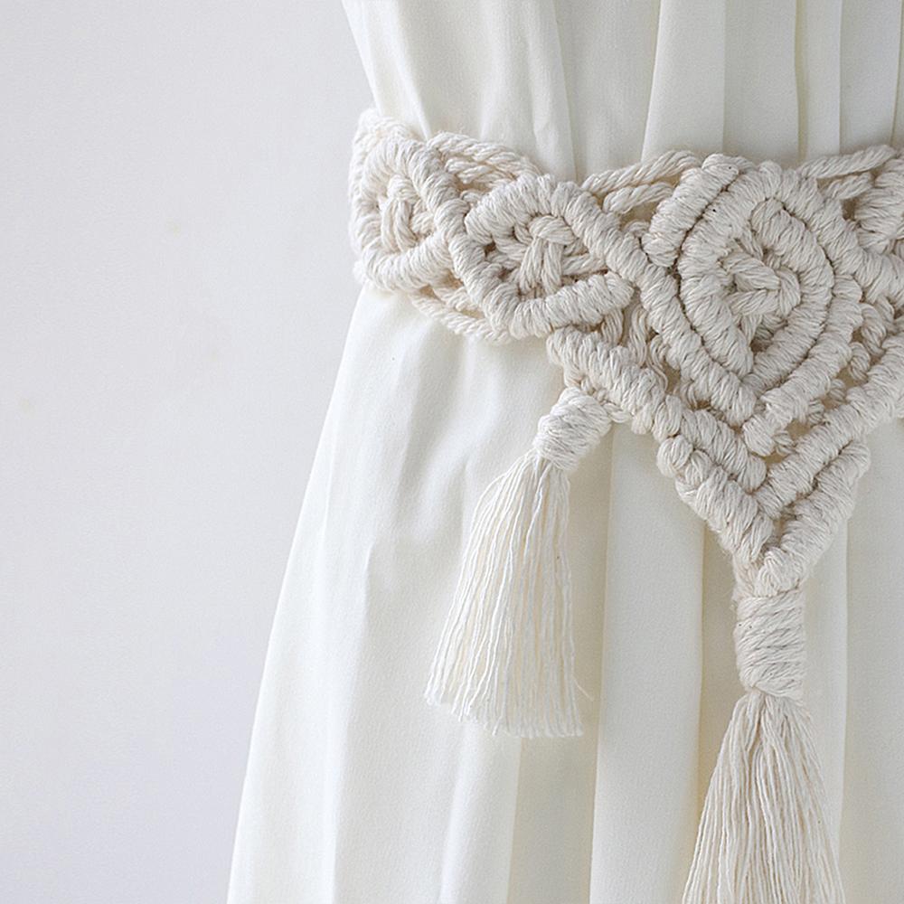Boho Curtaintiebacks med beadfringe Gardiner Tilbehør Makrame Dekorativ Gardin Tau Farmhouse Dekor for romdekorasjon