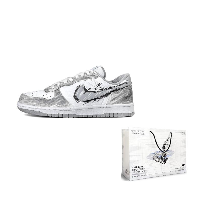

Nike Big Leather Cushioning Slip Resistant Low top Skateboard Shoes Men s Gray White 355152-106(s) 42.5