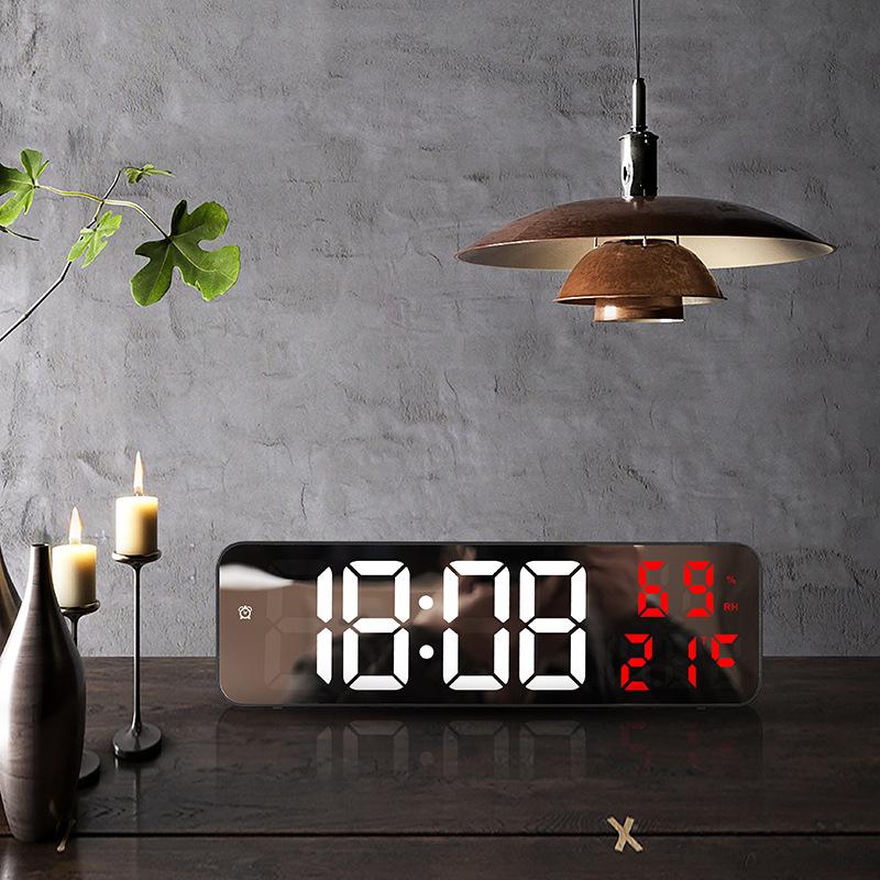 Electronic Alarm Clock Mirror Large Screen Digital LED Wall Clock Plug-in Version Clock