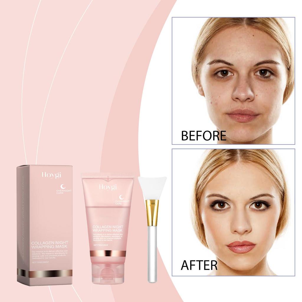 Hydrolyzed Collagen Overnight Facial Mask Wrapping Peel-Off Mask Hydrating Firming Mask for Elasticity Reduces Sagging Dullness